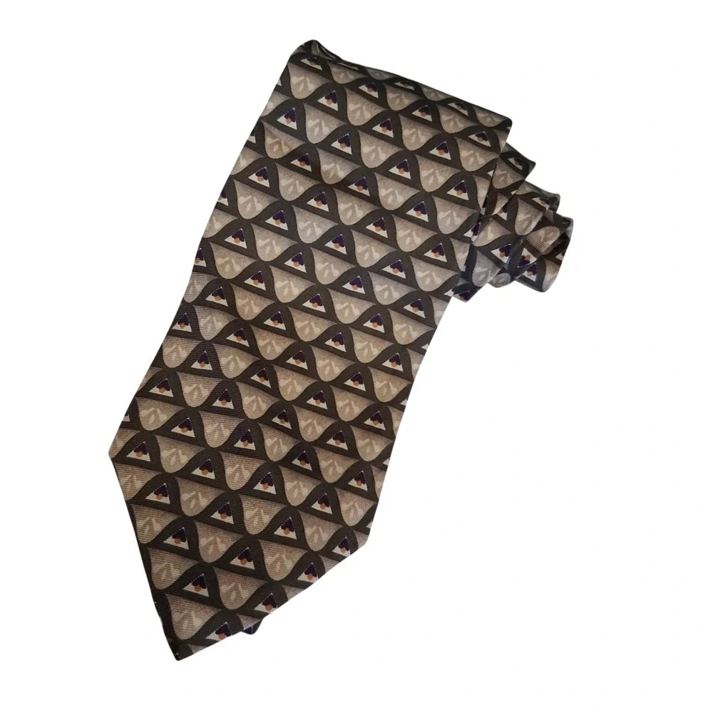 Christian Dior Monsieur  100% Silk Tie Geometric Pattern Italy/USA Vintage EUC